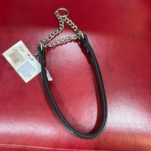 20” black leather dog collar